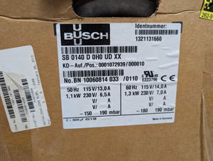 Busch SB 0140D0H0UDXX Regenerative Vacuum Blower Pump 115/230VAC
